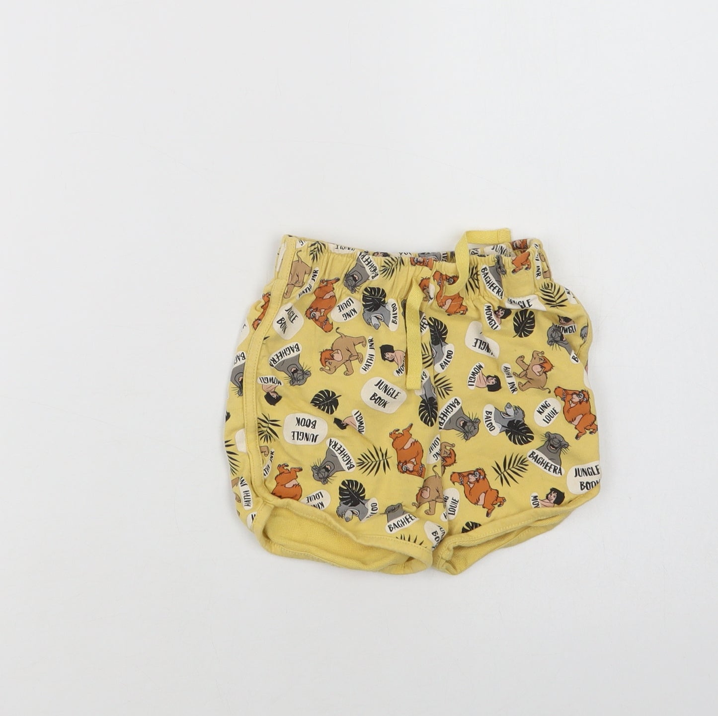 Primark Baby Yellow Geometric Cotton Cropped Trousers Size 12-18 Months  Drawstring - Jungle Book