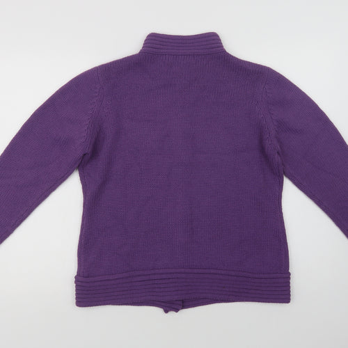 EWM Womens Purple Collared  Acrylic Full Zip Jumper Size M