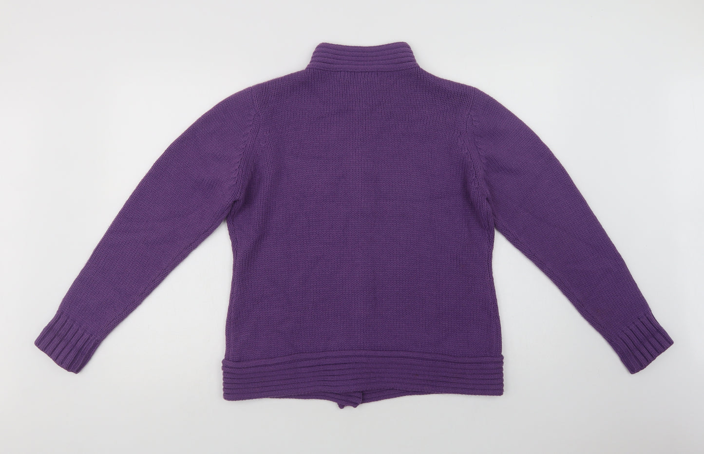 EWM Womens Purple Collared  Acrylic Full Zip Jumper Size M