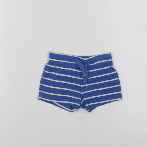 F&F Baby Blue Striped Cotton Cropped Leggings Size 0-3 Months  Drawstring