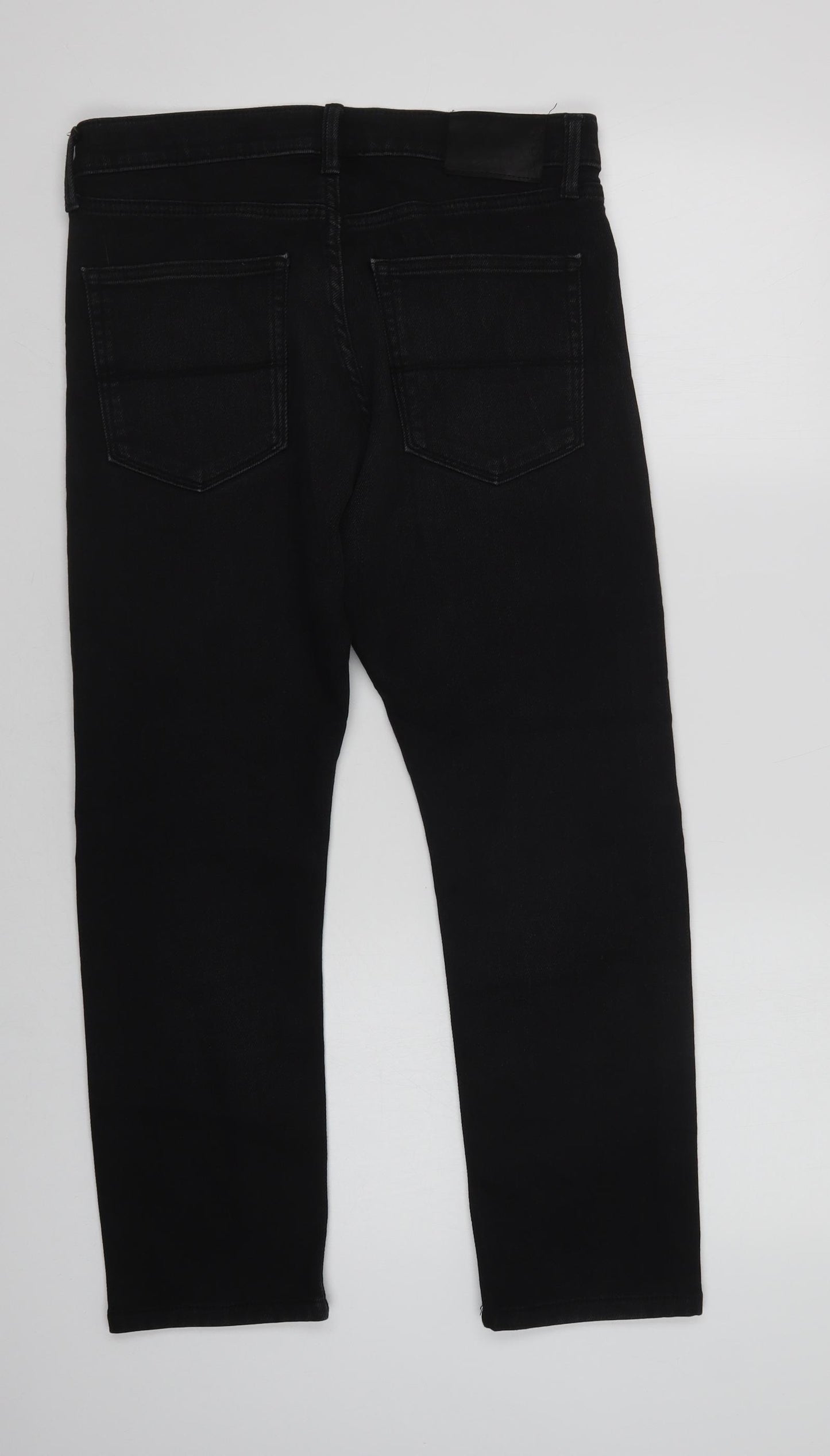 Marks and Spencer Mens Black  Cotton Straight Jeans Size 30 L29 in Regular Button