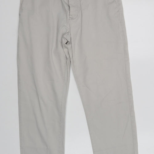 NEXT Mens Grey  Cotton Chino Trousers Size 32 L29 in Regular Button