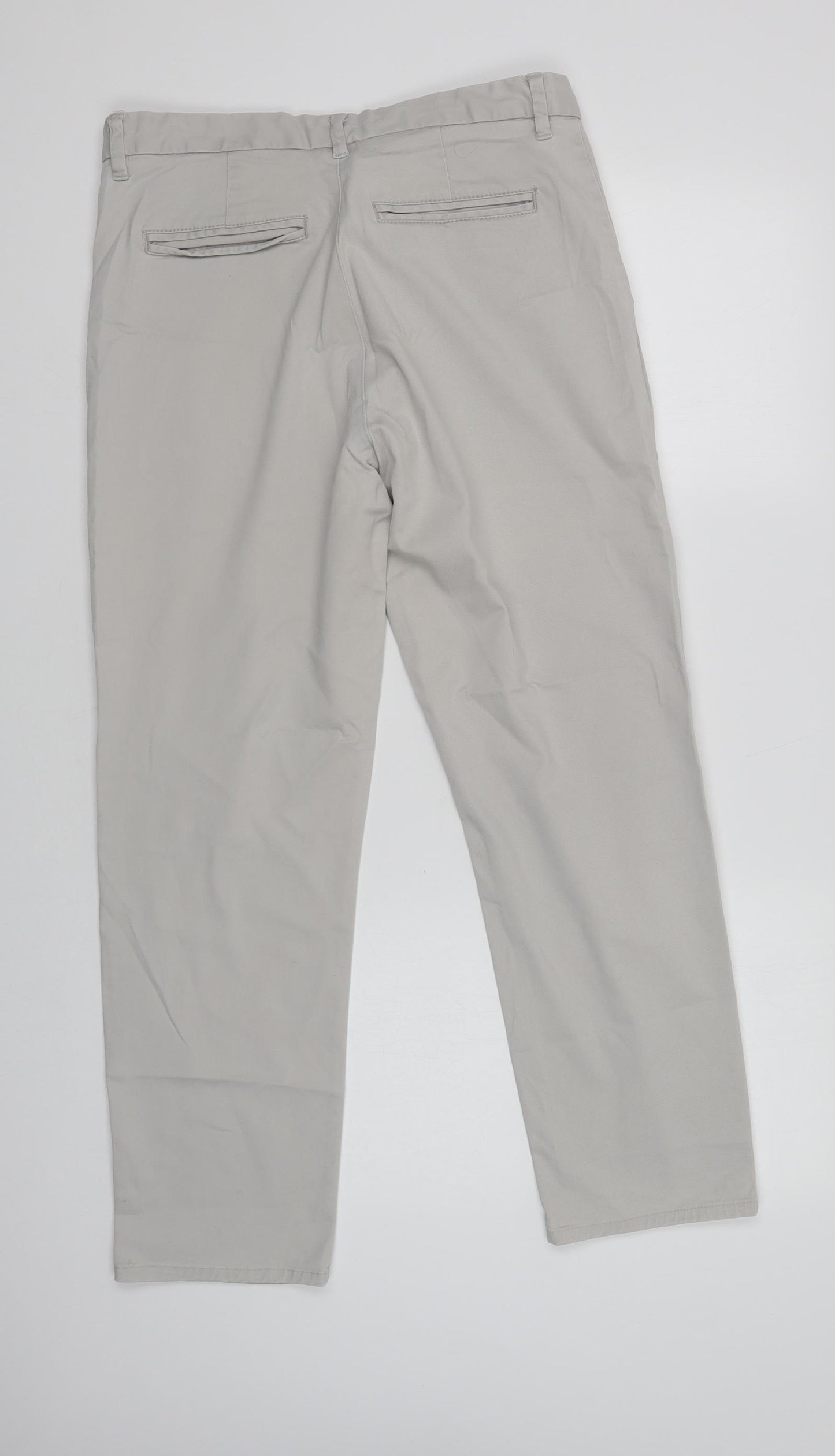 NEXT Mens Grey  Cotton Chino Trousers Size 32 L29 in Regular Button