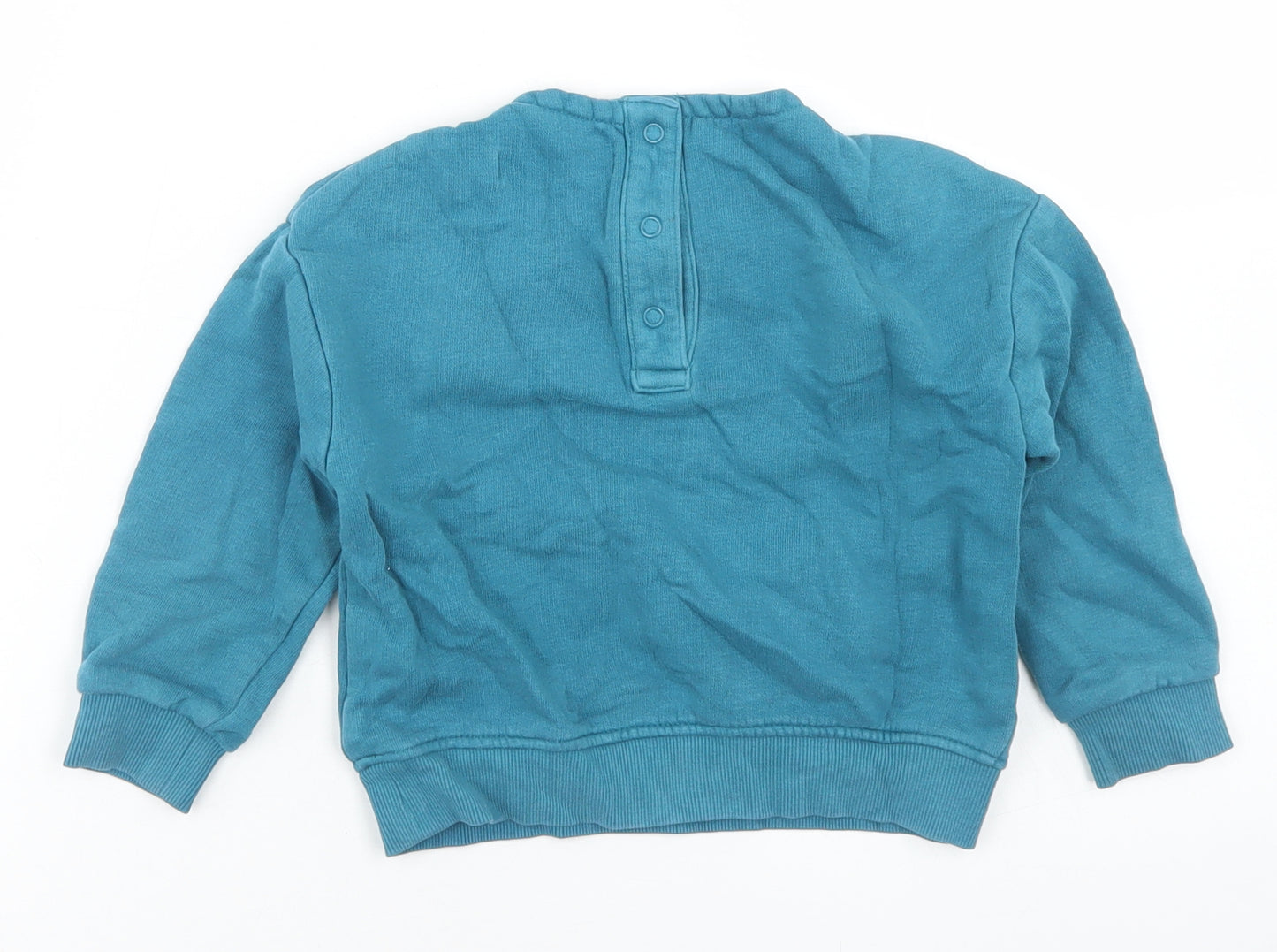 Marks and Spencer Girls Blue Polka Dot Cotton Pullover Sweatshirt Size 2-3 Years  Snap