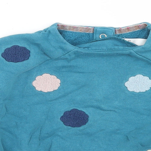 Marks and Spencer Girls Blue Polka Dot Cotton Pullover Sweatshirt Size 2-3 Years  Snap