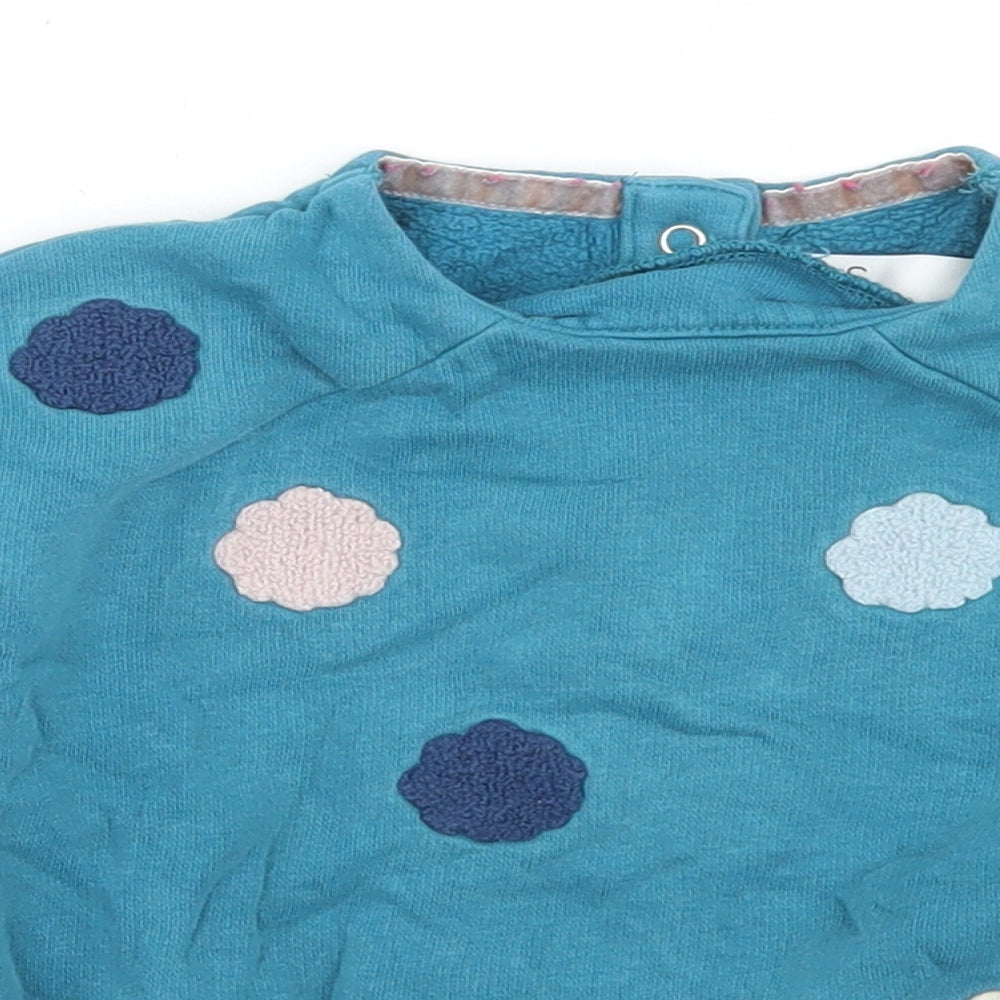 Marks and Spencer Girls Blue Polka Dot Cotton Pullover Sweatshirt Size 2-3 Years  Snap