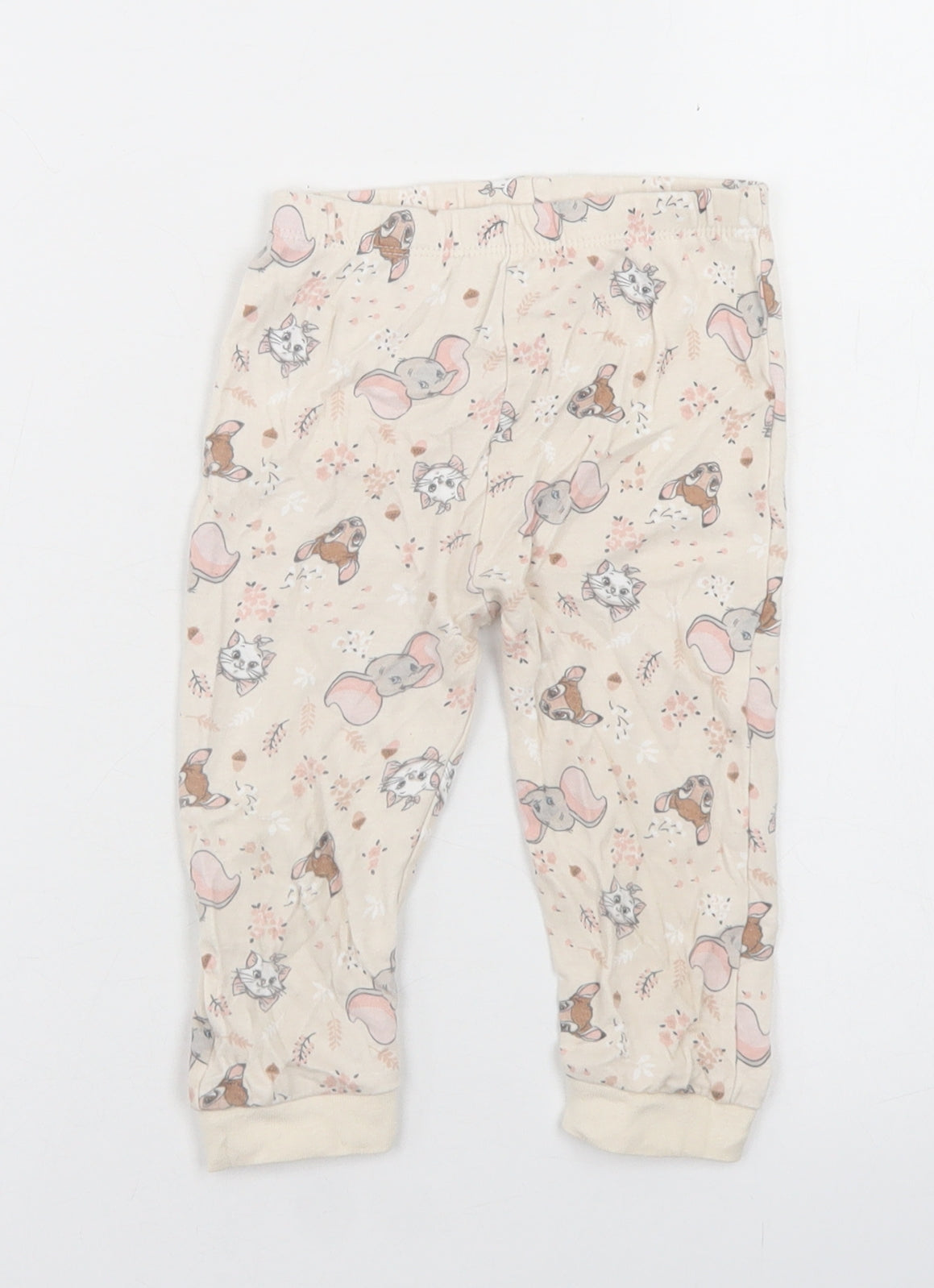 George Girls Beige Floral Cotton Jogger Leggings Size 12-18 Months   - Disney