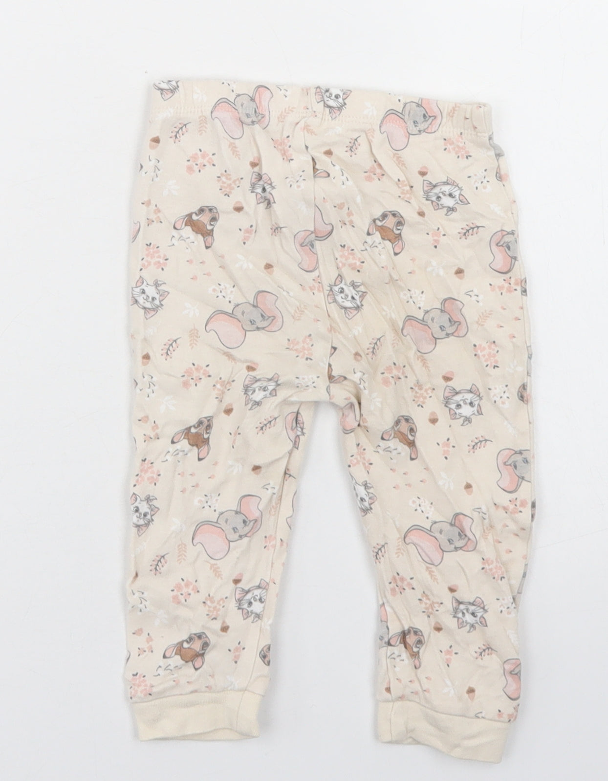 George Girls Beige Floral Cotton Jogger Leggings Size 12-18 Months   - Disney