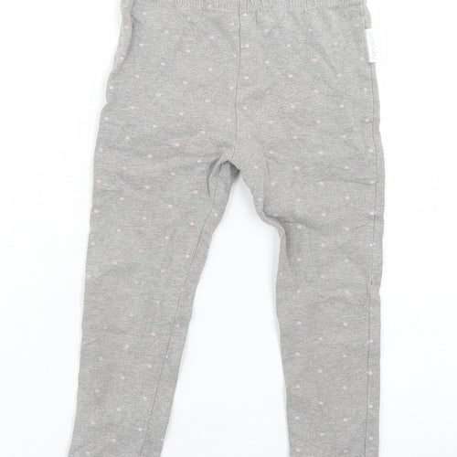 Pure Baby Girls Grey Polka Dot Cotton Jogger Leggings Size 18-24 Months   - `