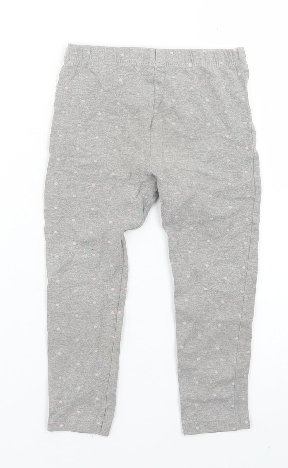 Pure Baby Girls Grey Polka Dot Cotton Jogger Leggings Size 18-24 Months   - `