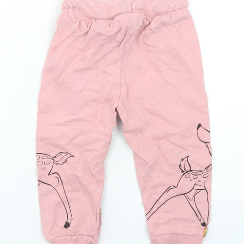 Disney Baby Girls Pink  Cotton Jogger Trousers Size 18 Months  Drawstring - Bambi