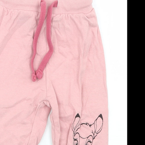 Disney Baby Girls Pink  Cotton Jogger Trousers Size 18 Months  Drawstring - Bambi