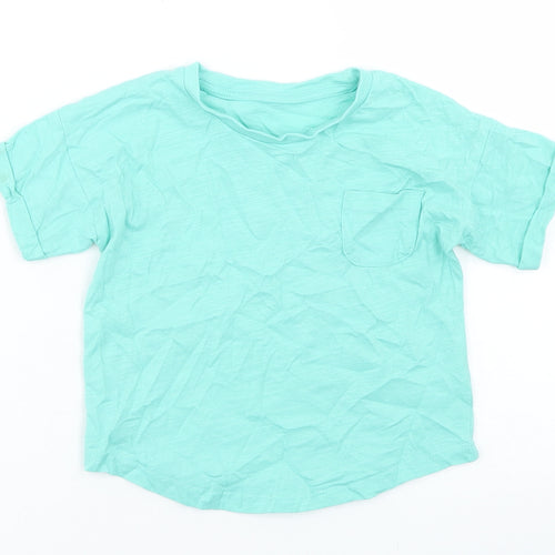 Matalan Girls Blue  Cotton Basic T-Shirt Size 18-24 Months Crew Neck  - Chest Pocket