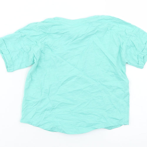 Matalan Girls Blue  Cotton Basic T-Shirt Size 18-24 Months Crew Neck  - Chest Pocket
