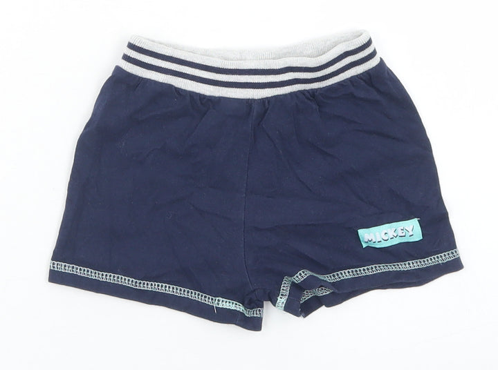 Disney Baby Baby Beige Cotton Cropped Trousers Size 9-12 Months - Mickey Mouse