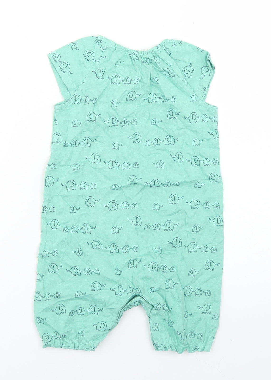 George Girls Green Geometric Cotton Babygrow One-Piece Size 12-18 Months  Snap - Elephant print