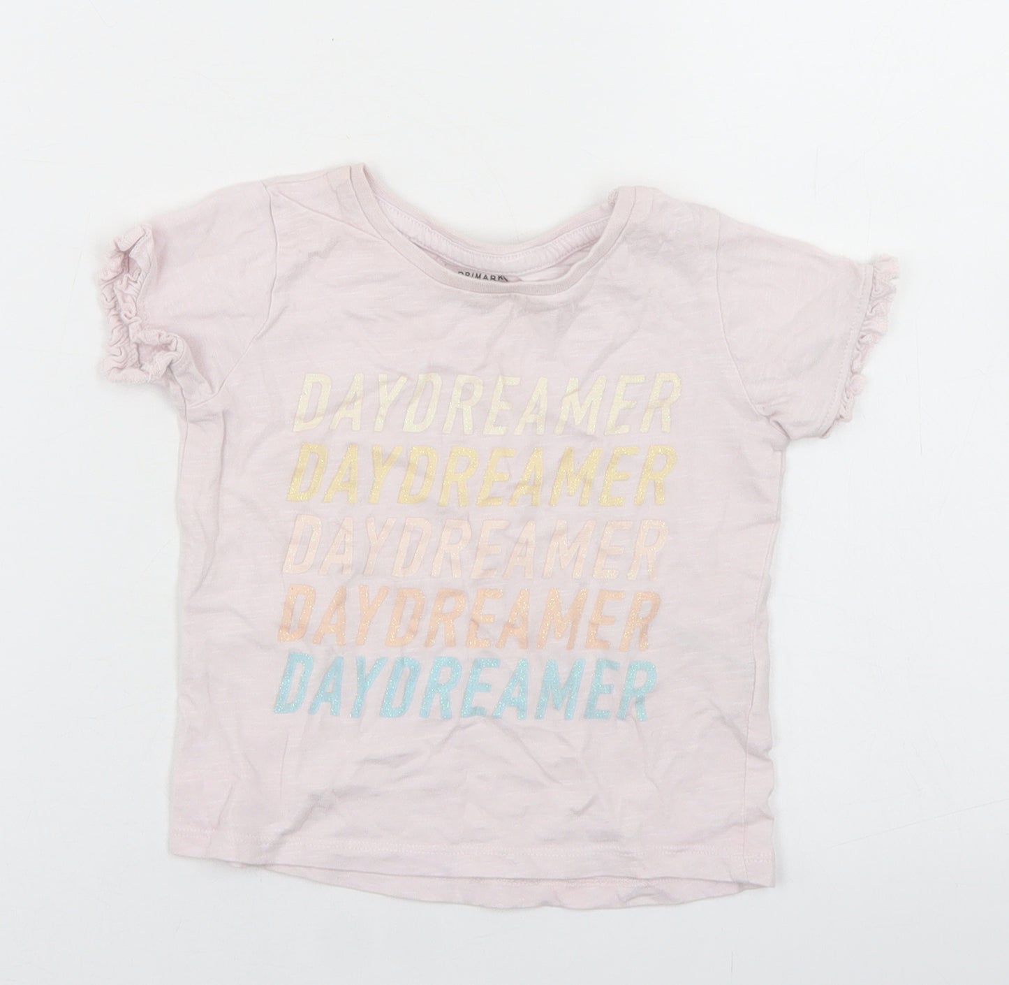 Primark Girls Pink  Cotton Basic T-Shirt Size 12-18 Months Crew Neck  - Daydreamer