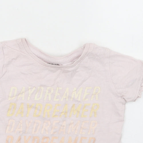 Primark Girls Pink  Cotton Basic T-Shirt Size 12-18 Months Crew Neck  - Daydreamer