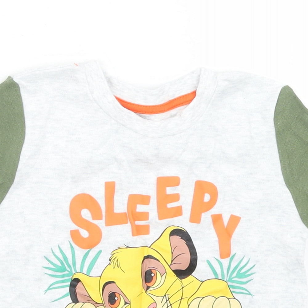 Primark Boys Grey Colourblock Cotton Ringer T-Shirt Size 18-24 Months Crew Neck  - The Lion King