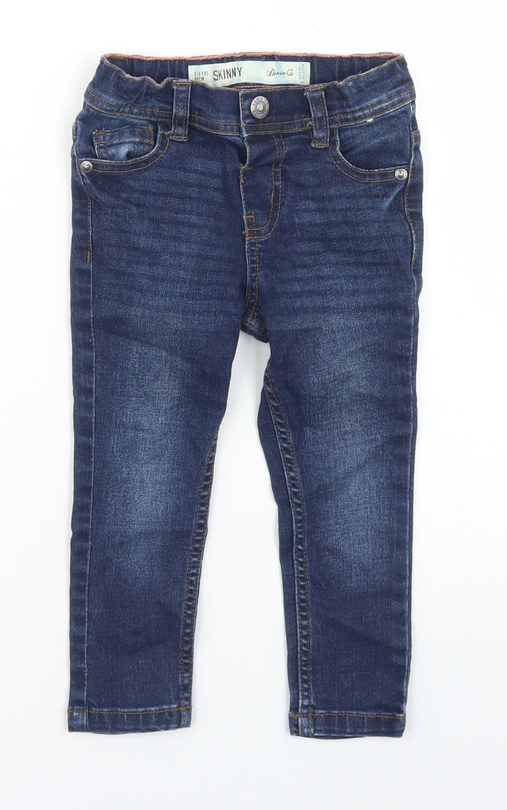 Denim Co Girls Blue Cotton Skinny Jeans Size 2-3 Years Regular Snap