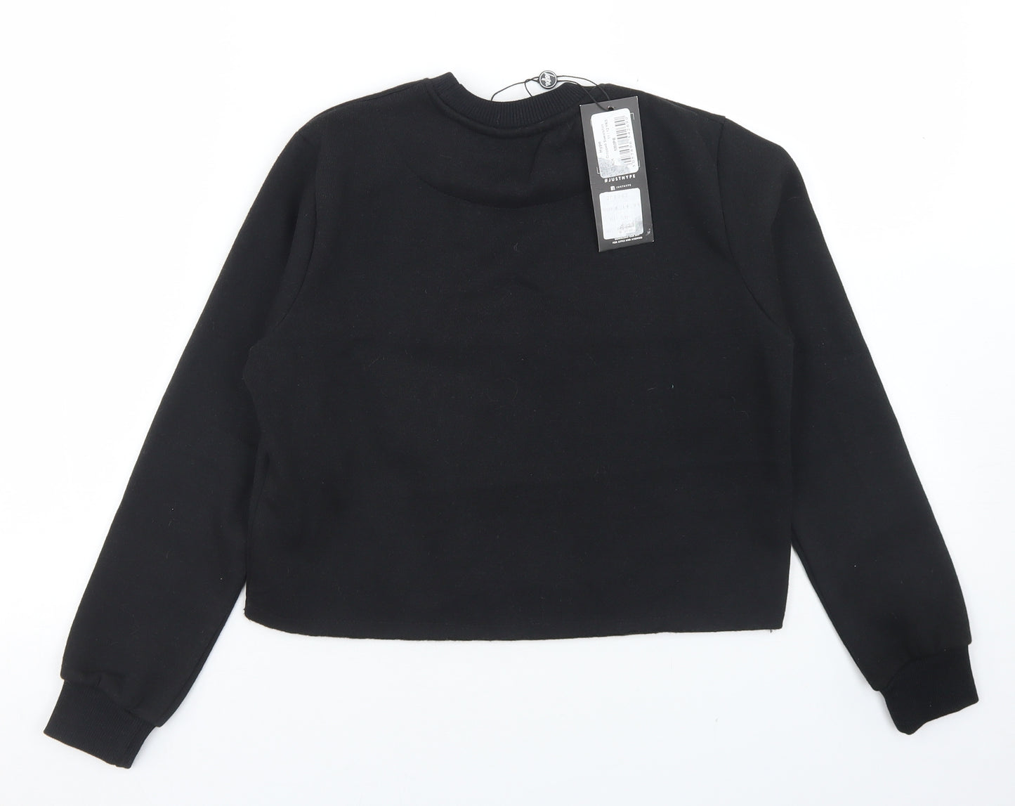 Hype Girls Black  Cotton Pullover Sweatshirt Size 11-12 Years   - Cropped