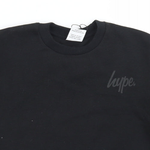 Hype Girls Black  Cotton Pullover Sweatshirt Size 11-12 Years   - Cropped