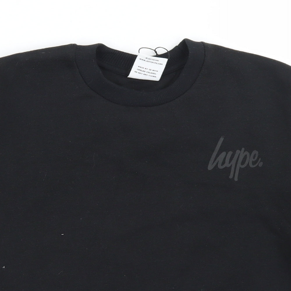 Hype Girls Black  Cotton Pullover Sweatshirt Size 11-12 Years   - Cropped