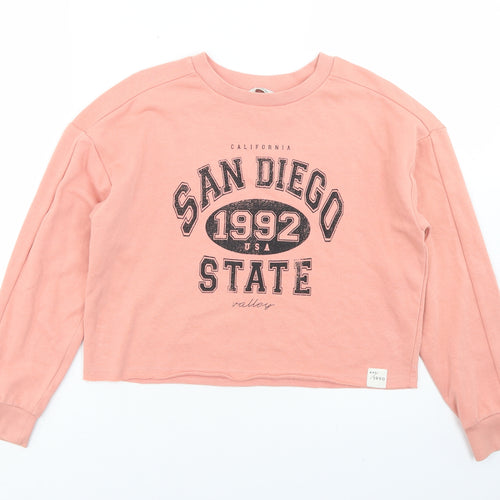 George Girls Pink  Cotton Pullover Sweatshirt Size 10-11 Years   - Cropped, San Diego State