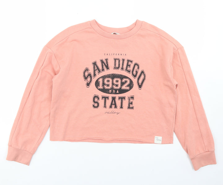 George Girls Pink  Cotton Pullover Sweatshirt Size 10-11 Years   - Cropped, San Diego State