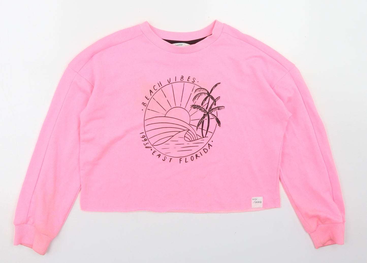 George Girls Pink  Polyester Pullover Sweatshirt Size 10-11 Years   - cropped