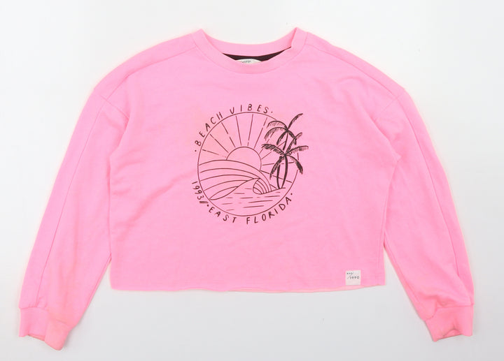 George Girls Pink  Polyester Pullover Sweatshirt Size 10-11 Years   - cropped