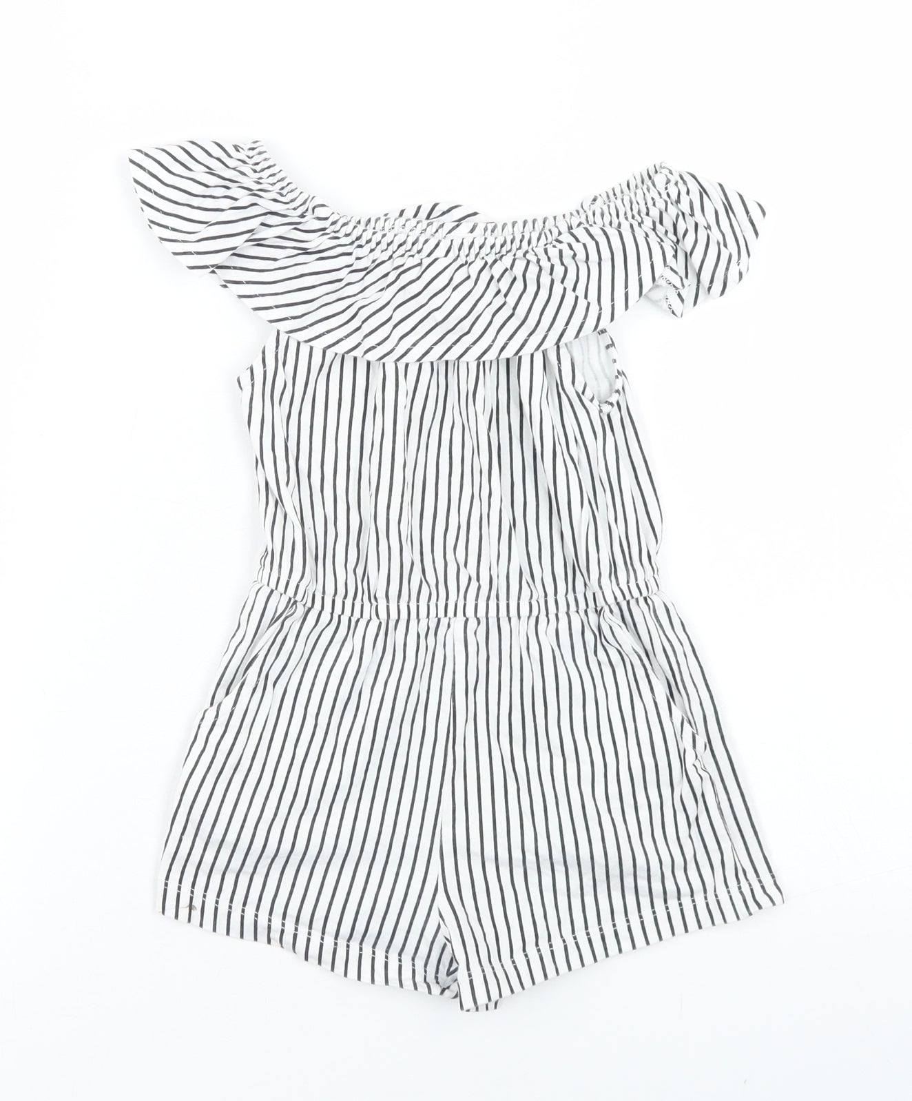 Dunnes Stores Girls Black Striped Cotton Playsuit One-Piece Size 4 Years