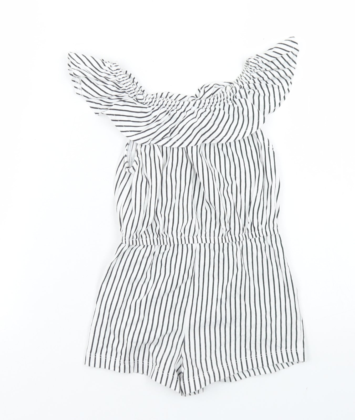 Dunnes Stores Girls Black Striped Cotton Playsuit One-Piece Size 4 Years