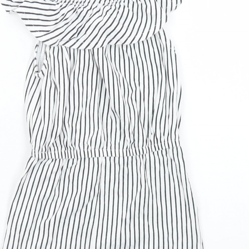 Dunnes Stores Girls Black Striped Cotton Playsuit One-Piece Size 4 Years