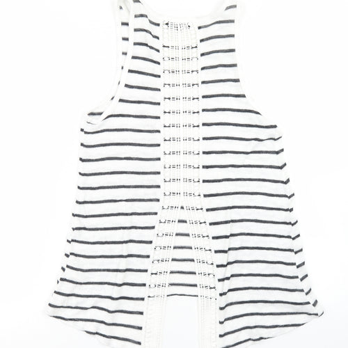 New Look Womens White Striped Viscose Basic Tank Size 8 Round Neck - Open back