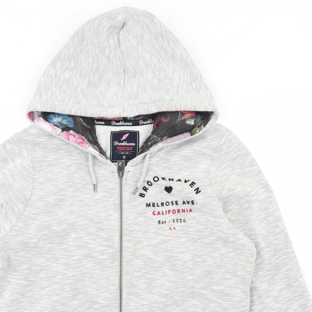 Brookhaven Womens Grey  Cotton Full Zip Hoodie Size 12  Zip