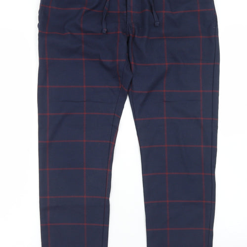 Topman Womens Blue Plaid Polyester Trousers  Size 32 in L32 in Regular Drawstring