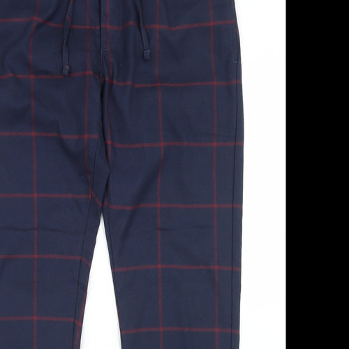 Topman Womens Blue Plaid Polyester Trousers  Size 32 in L32 in Regular Drawstring