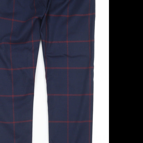 Topman Womens Blue Plaid Polyester Trousers  Size 32 in L32 in Regular Drawstring