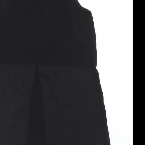 River Island Womens Black  Polyester Basic Blouse Size 10 Round Neck - Hi Low Hem