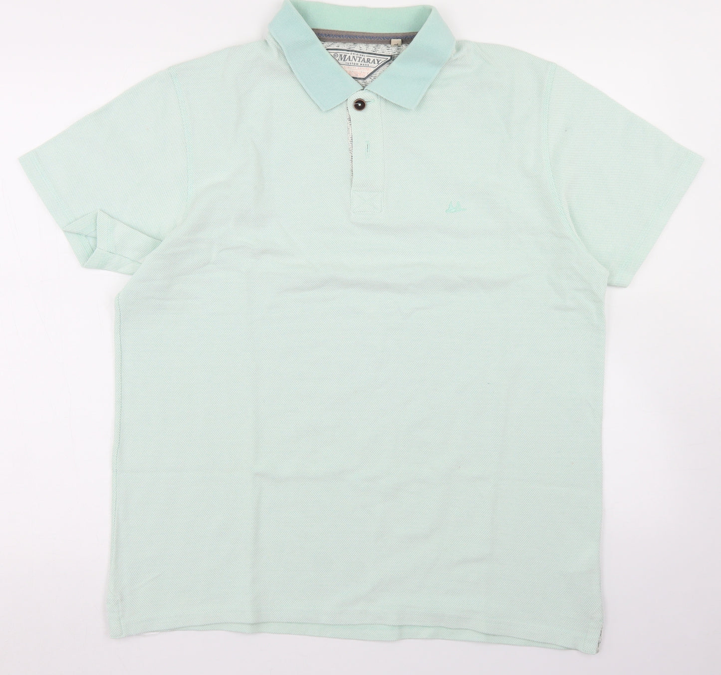 Mantaray Mens Blue  Cotton  Polo Size L Collared