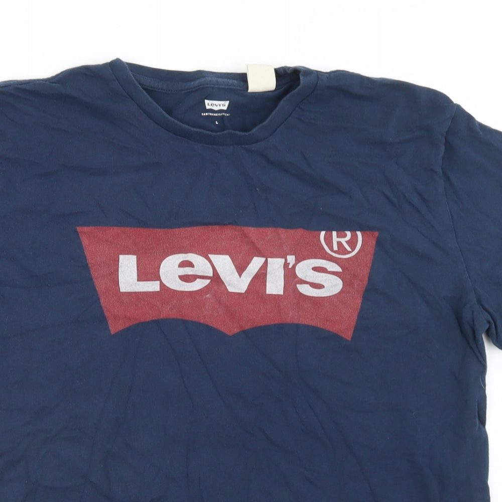 Levi's Mens Blue  Cotton  T-Shirt Size L Crew Neck