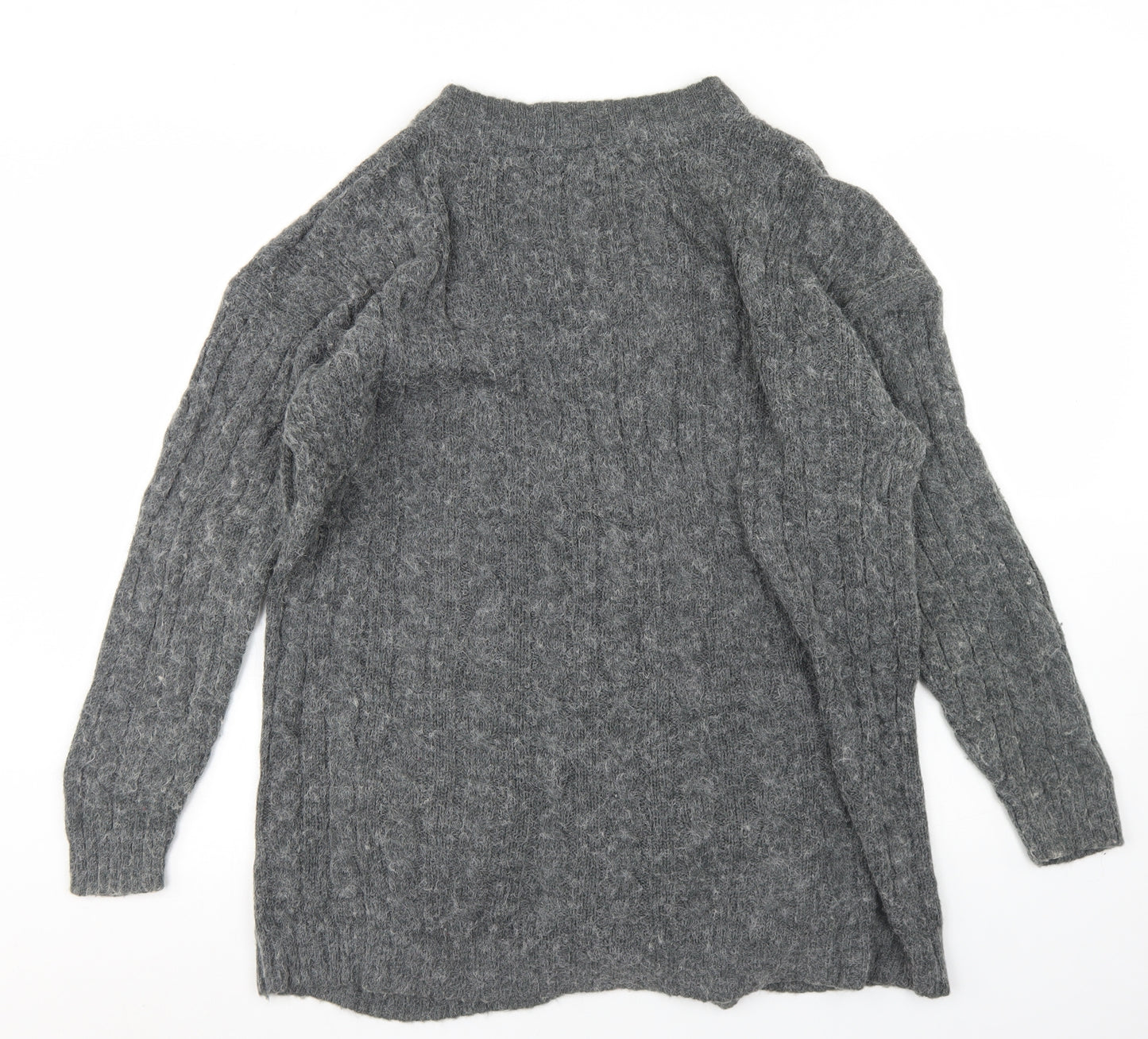 Fashion Collection Womens Grey V-Neck  Acrylic Cardigan Jumper Size 12