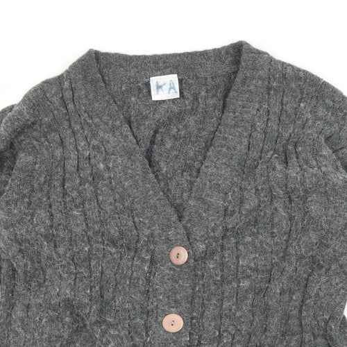 Fashion Collection Womens Grey V-Neck  Acrylic Cardigan Jumper Size 12