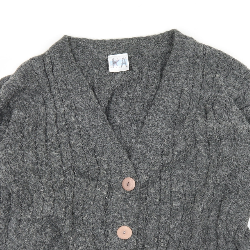 Fashion Collection Womens Grey V-Neck  Acrylic Cardigan Jumper Size 12