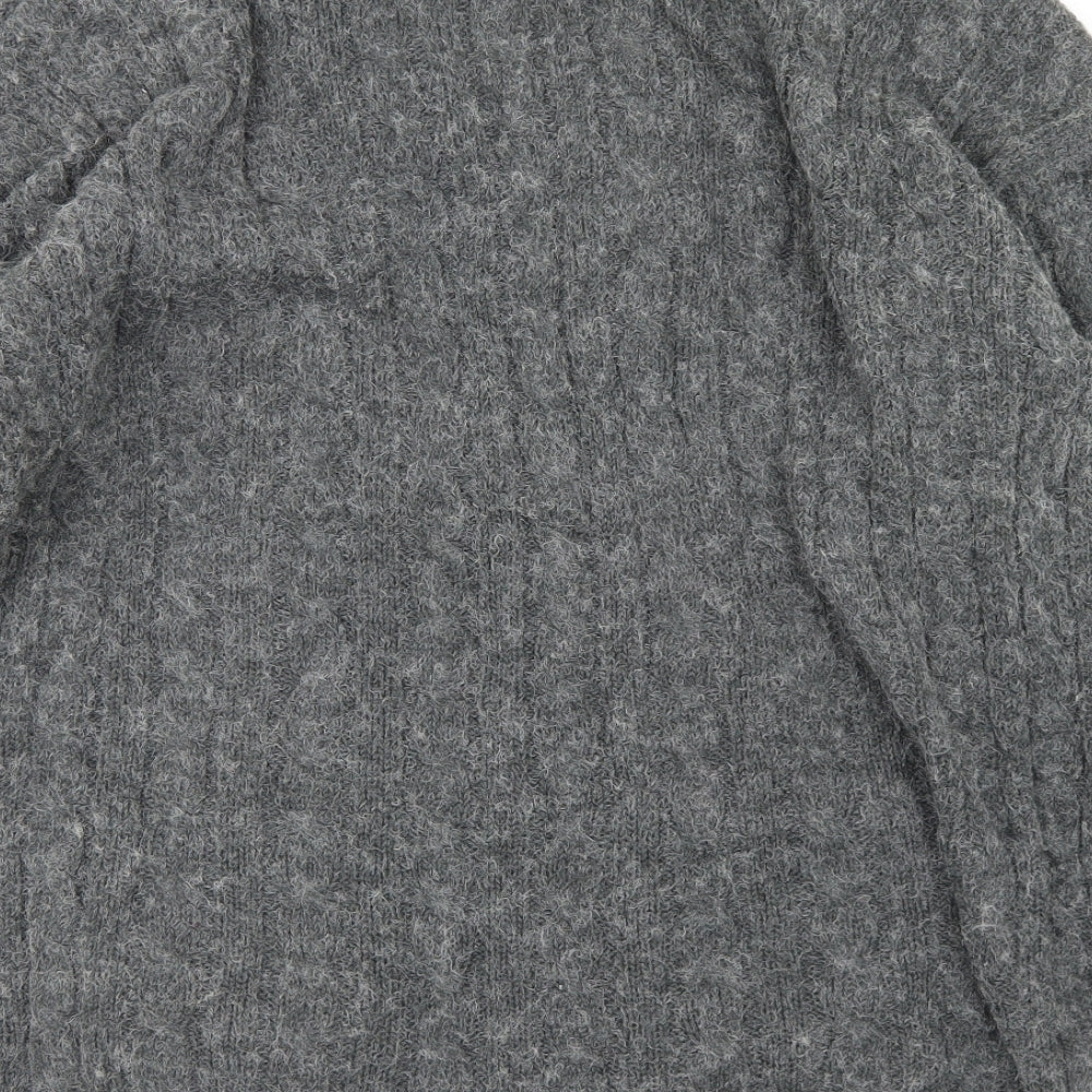 Fashion Collection Womens Grey V-Neck  Acrylic Cardigan Jumper Size 12