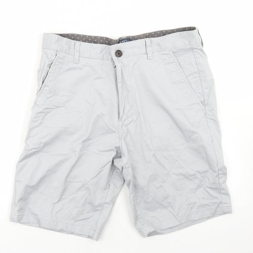 Easy Mens Grey  Cotton Chino Shorts Size 34 in L8 in Regular Button