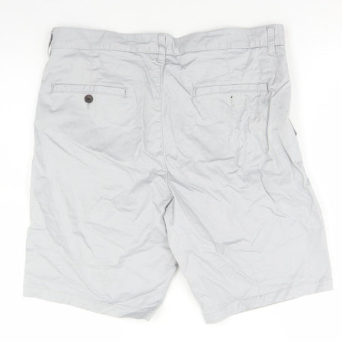 Easy Mens Grey  Cotton Chino Shorts Size 34 in L8 in Regular Button
