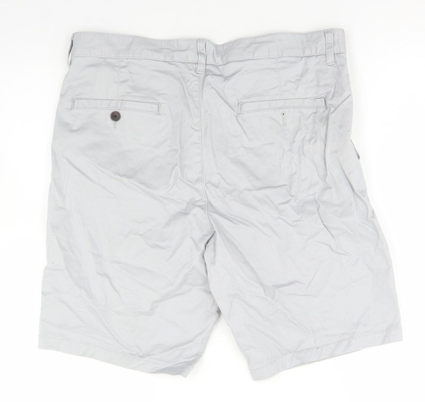Easy Mens Grey  Cotton Chino Shorts Size 34 in L8 in Regular Button