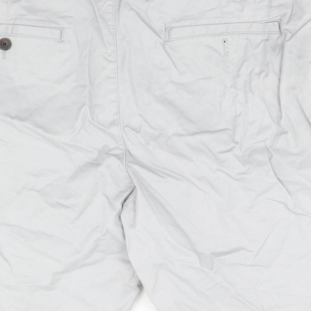 Easy Mens Grey  Cotton Chino Shorts Size 34 in L8 in Regular Button